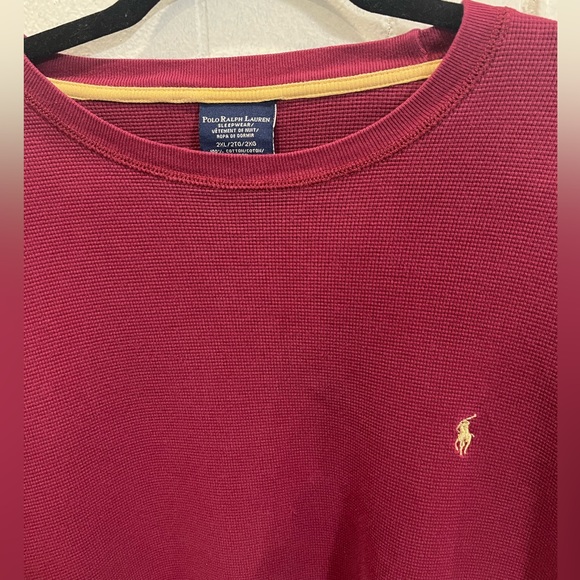 Polo Ralph Lauren Maroon Thermal Long Sleeve Waffle Knit Sleepwear Top 2XL - Picture 4 of 5